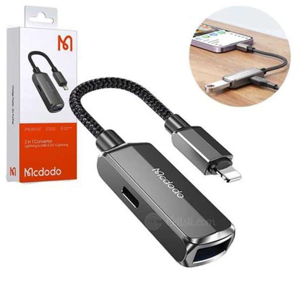 تبدیل‌2‌در‌1 لایتنینگ‌به‌USB و اتصال‌شارژر‌CA-2690مک‌دودو